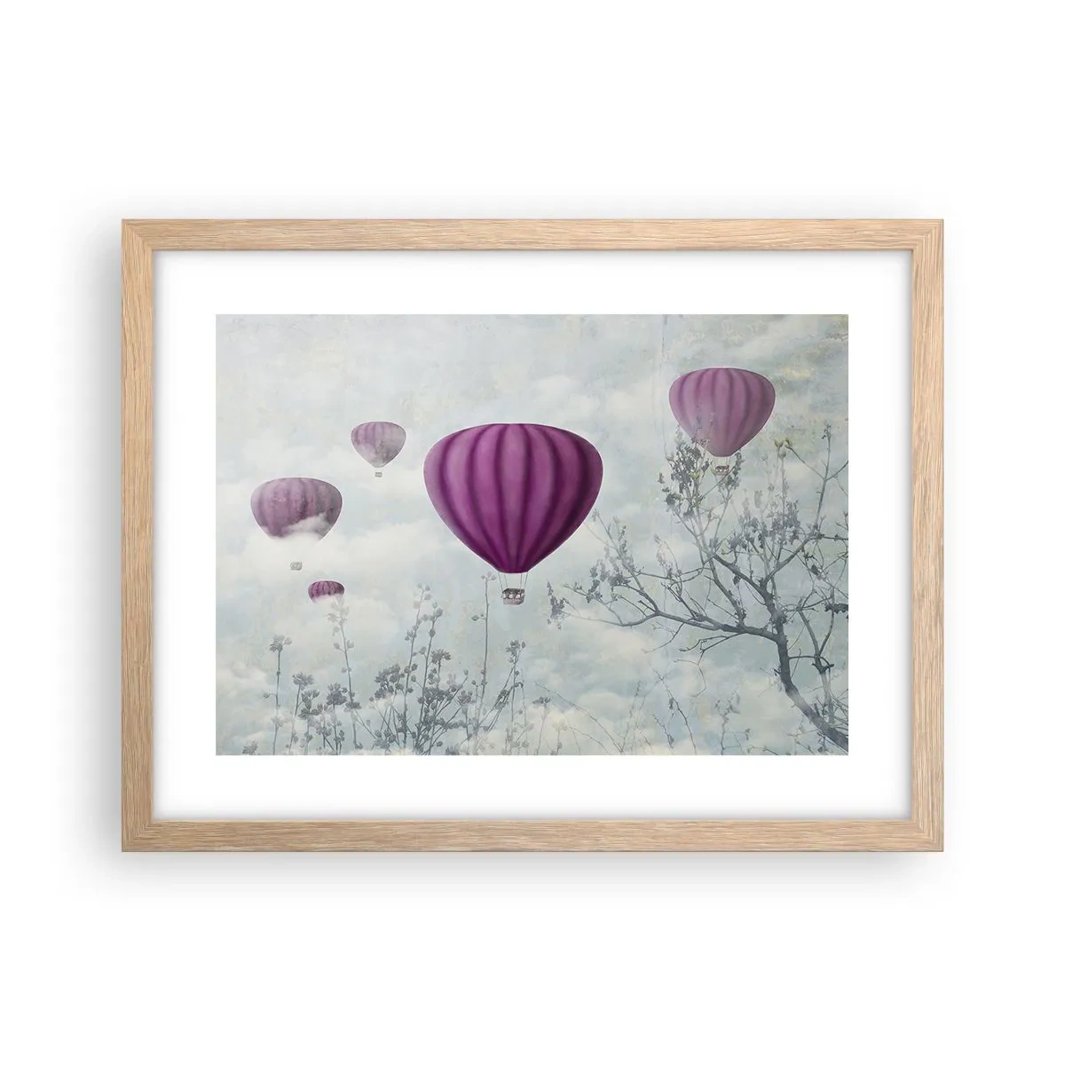 Poster in einem Rahmen aus heller Eiche - Wie Schiffe am Himmel - 40x30 cm