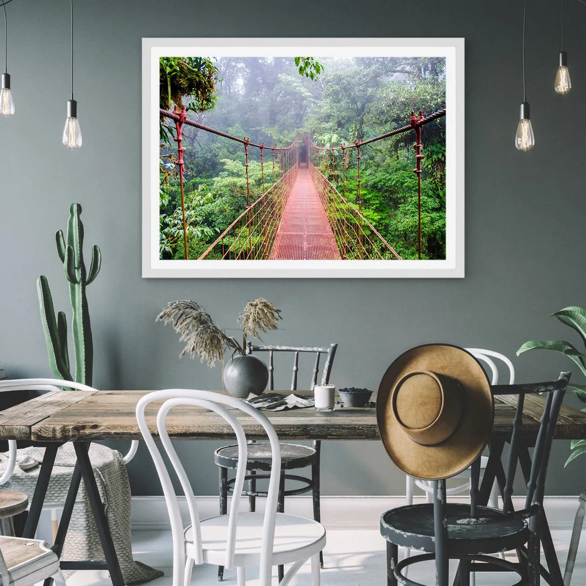 Poster in einem weißen Rahmen - Über den Kronen aufgehängt - 70x50 cm