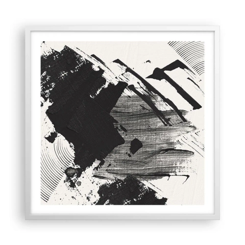 Poster in einem weißen Rahmen - Abstraktion – Ausdruck von Schwarz - 60x60 cm