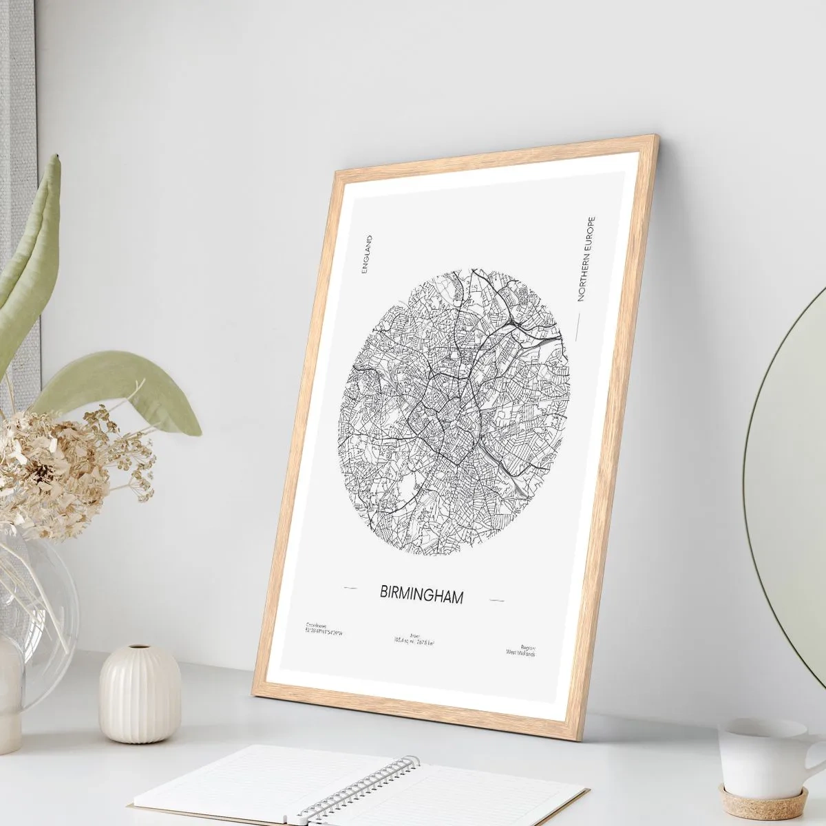 Poster in einem Rahmen aus heller Eiche - Anatomie von Birmingham - 50x70 cm