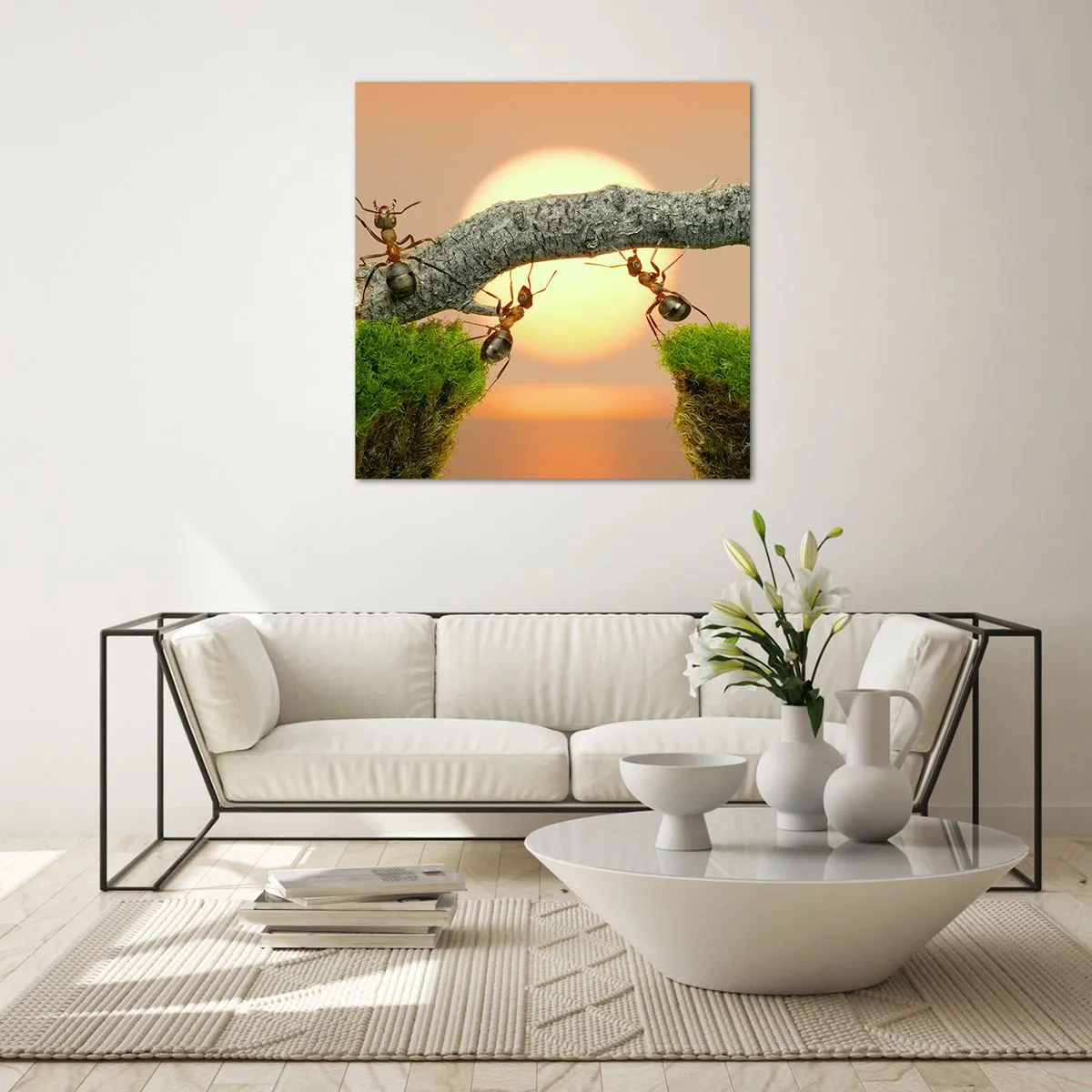 Glasbild - Bild auf glas - Glücklich, zusammen arbeiten - 50x50 cm