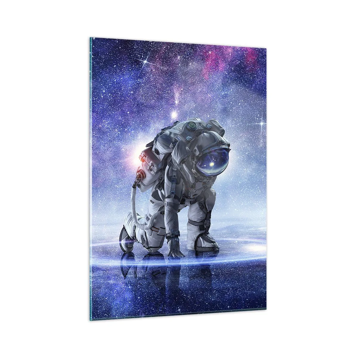 Glasbild - Bild auf glas - Astronaut im Weltraum vor dem Sternenhimmel - 50x70cm - Der Sternenhimmel über mir - Moderne Wanddekoration für Wohnzimmer und Schlafzimmer ARTTOR