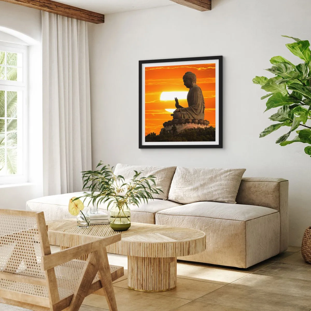 Poster in einem schwarzem Rahmen - Keine Angst vor der Welt - 50x50 cm