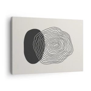 Bild auf Leinwand - Leinwandbild - Abstraktes Muster mit Linien und Formen in Schwarz und Weiß - 70x50cm - Dauer und Schwingung - Moderne Wanddekoration für Wohnzimmer und Schlafzimmer ARTTOR