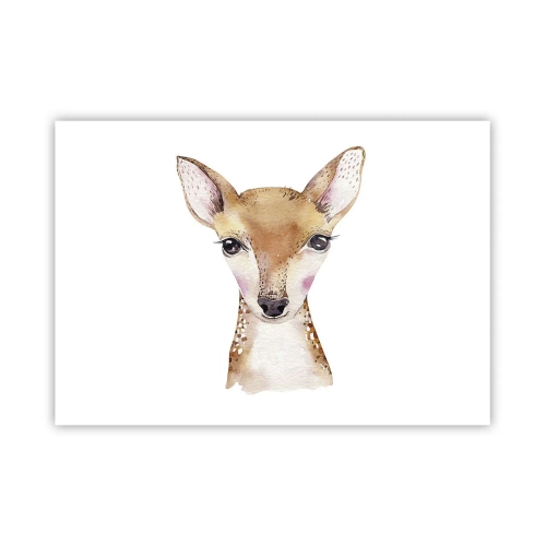 Poster - Aquarellporträt eines jungen Rehs auf weißem Hintergrund - 100x70cm - Die Natur der Unschuld - Moderne Wanddekoration für Wohnzimmer und Schlafzimmer ARTTOR