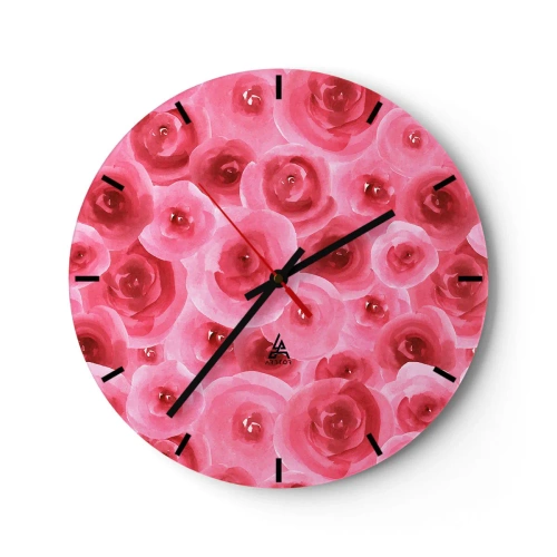 Wanduhr - Glasuhr - Oben und unten Rosen - 40x40 cm