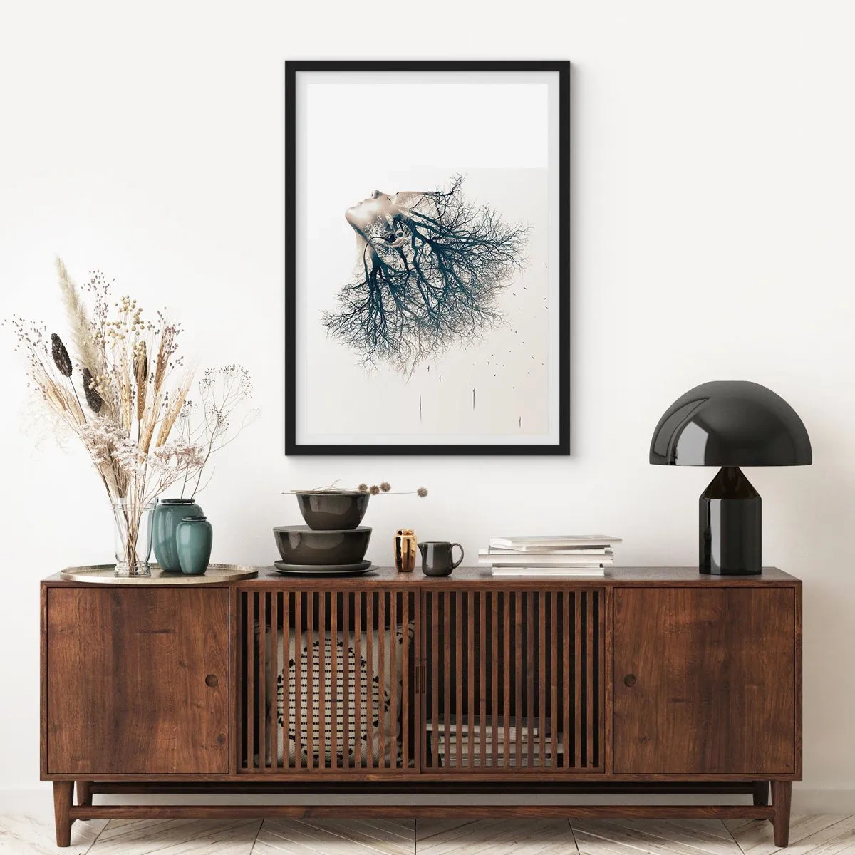 Poster in einem schwarzem Rahmen - Dem Rauschen der Bäume lauschen - 40x50 cm