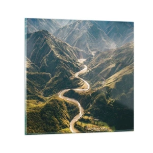 Glasbild - Bild auf glas - Direkt aus dem Herzen der Berge - 70x70 cm