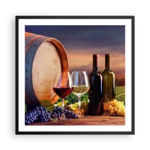 Poster in einem schwarzem Rahmen - Hier schmeckt das Leben - 60x60 cm