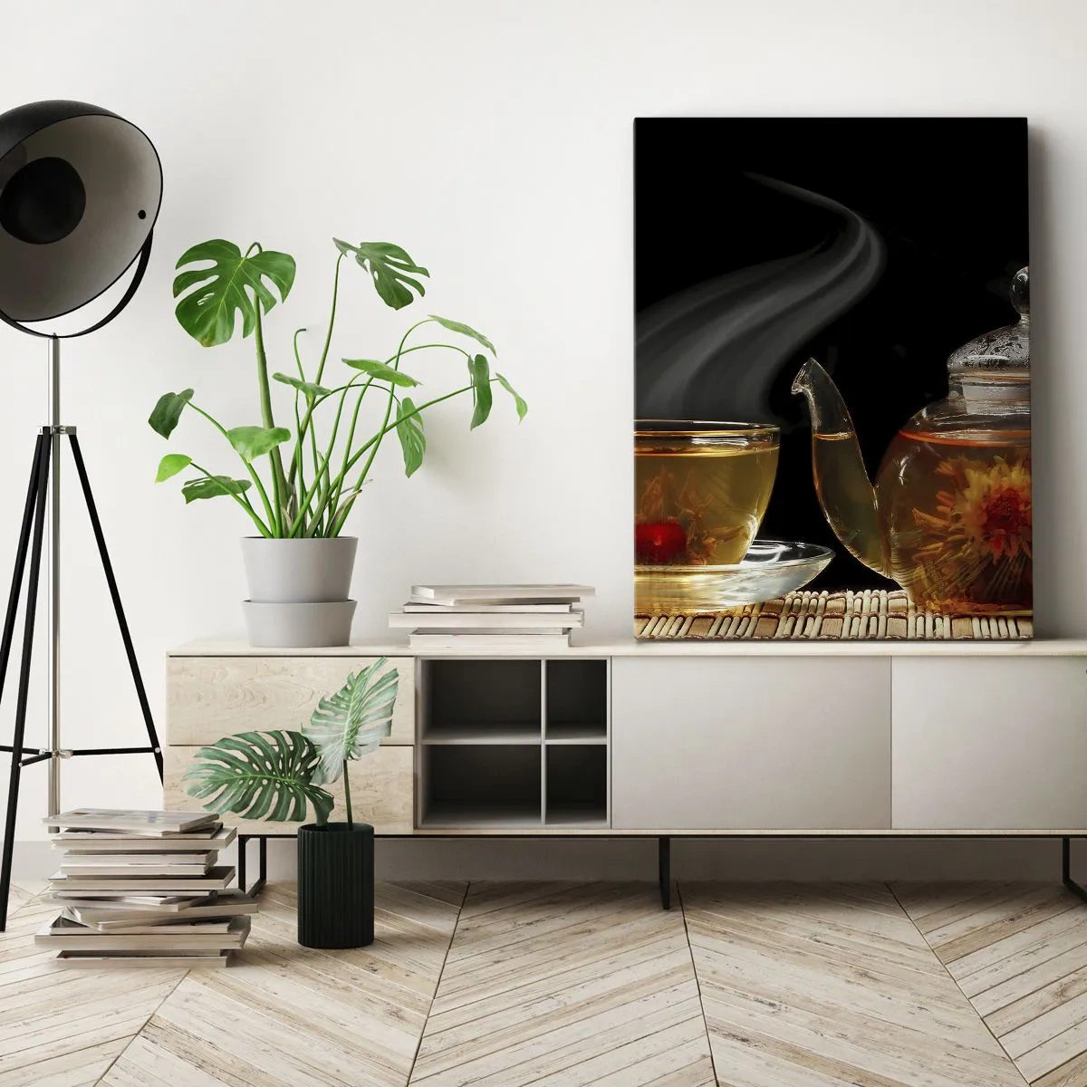 Bild auf Leinwand - Leinwandbild - Die Magie und Kunst des Teezubereitens - 65x120 cm