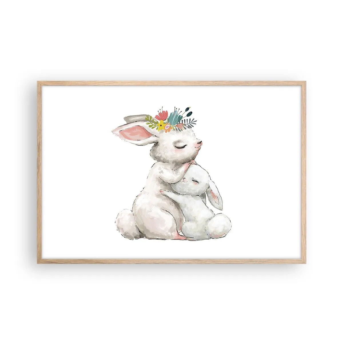 Poster in einem Rahmen aus heller Eiche - Bei Mama ist's am schönsten - 91x61 cm