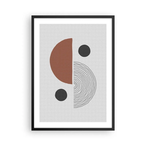 Poster in einem schwarzem Rahmen - Abstrakte geometrische Komposition in warmen Farben - 50x70cm - Perfektion des Rades - Moderne Wanddekoration für Wohnzimmer und Schlafzimmer ARTTOR