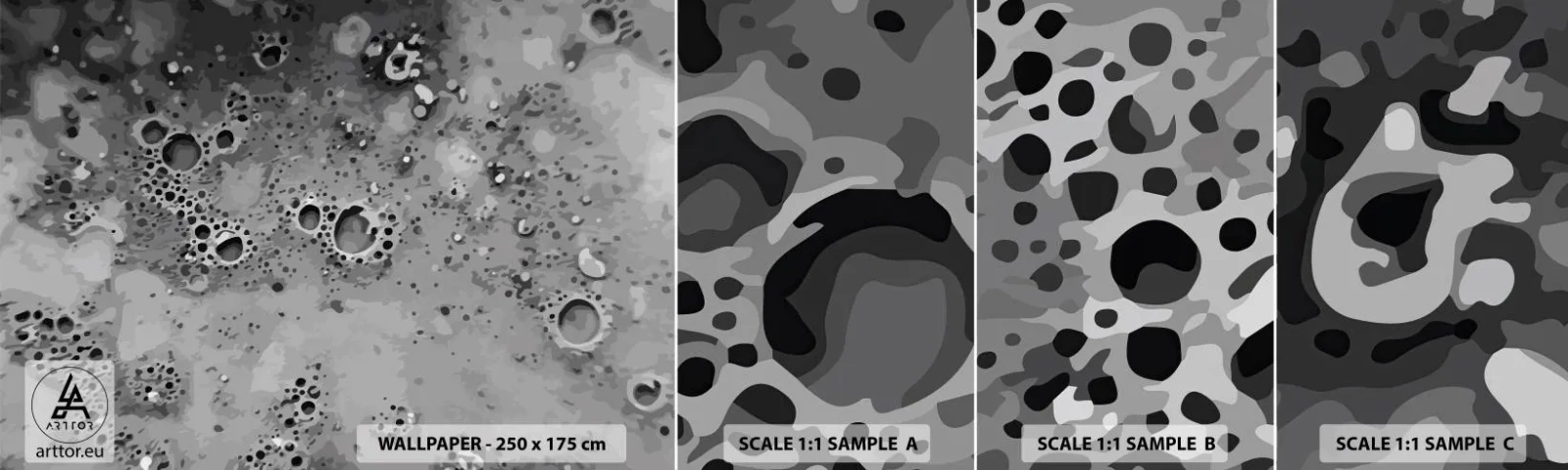 Fototapeten Muster Selbstklebend Deluxe Sticker - Wie eine Mondlandschaft - Komposition, Stück, Grafik - 100x30 cm