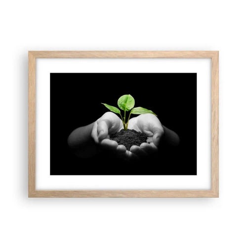 Poster in einem Rahmen aus heller Eiche - Ich liebe die Natur, ich beschütze sie - 40x30 cm