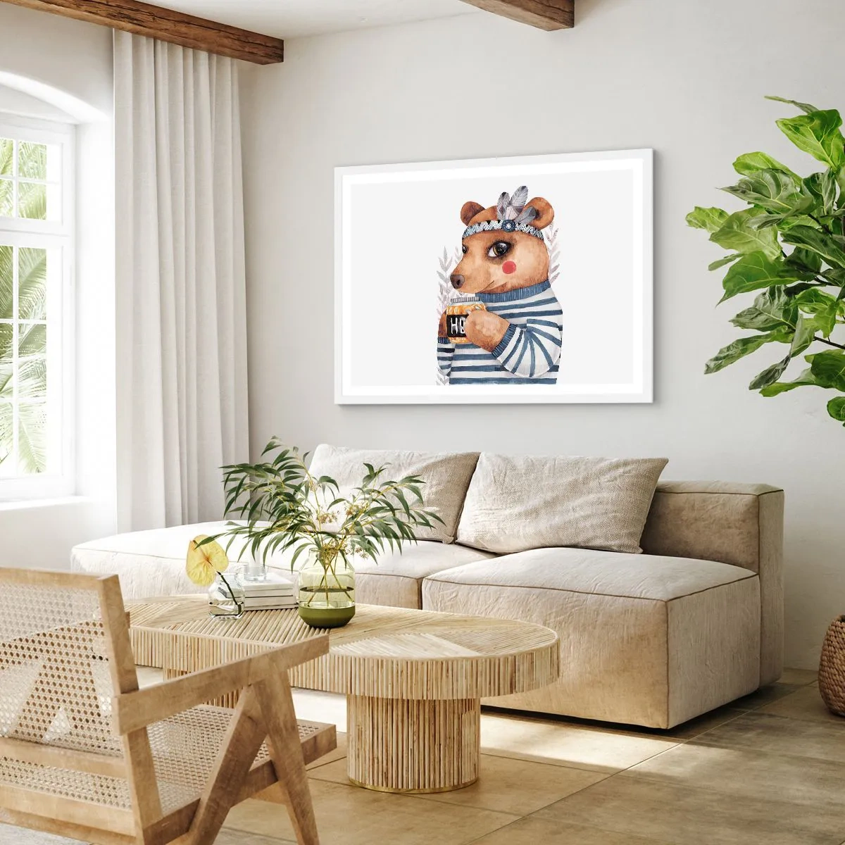 Poster in einem weißen Rahmen - Süße Bärin - 50x40 cm