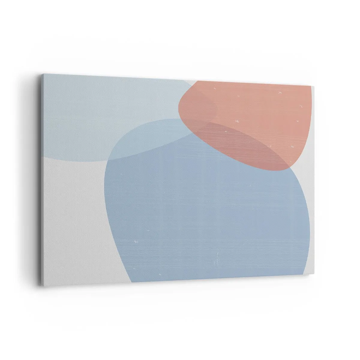 Bild auf Leinwand - Leinwandbild - Eine abstrakte Komposition in Pastelltönen von Blau und Rosa mit organischen Formen. - 120x80cm - Pastellbeziehungen - Moderne Wanddekoration für Wohnzimmer und Schlafzimmer ARTTOR