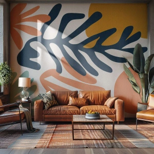 Selbstklebende Fototapete Deluxe Sticker - Korallenmeere - Boho, Minimalistisch, Blatt - 500x350 cm