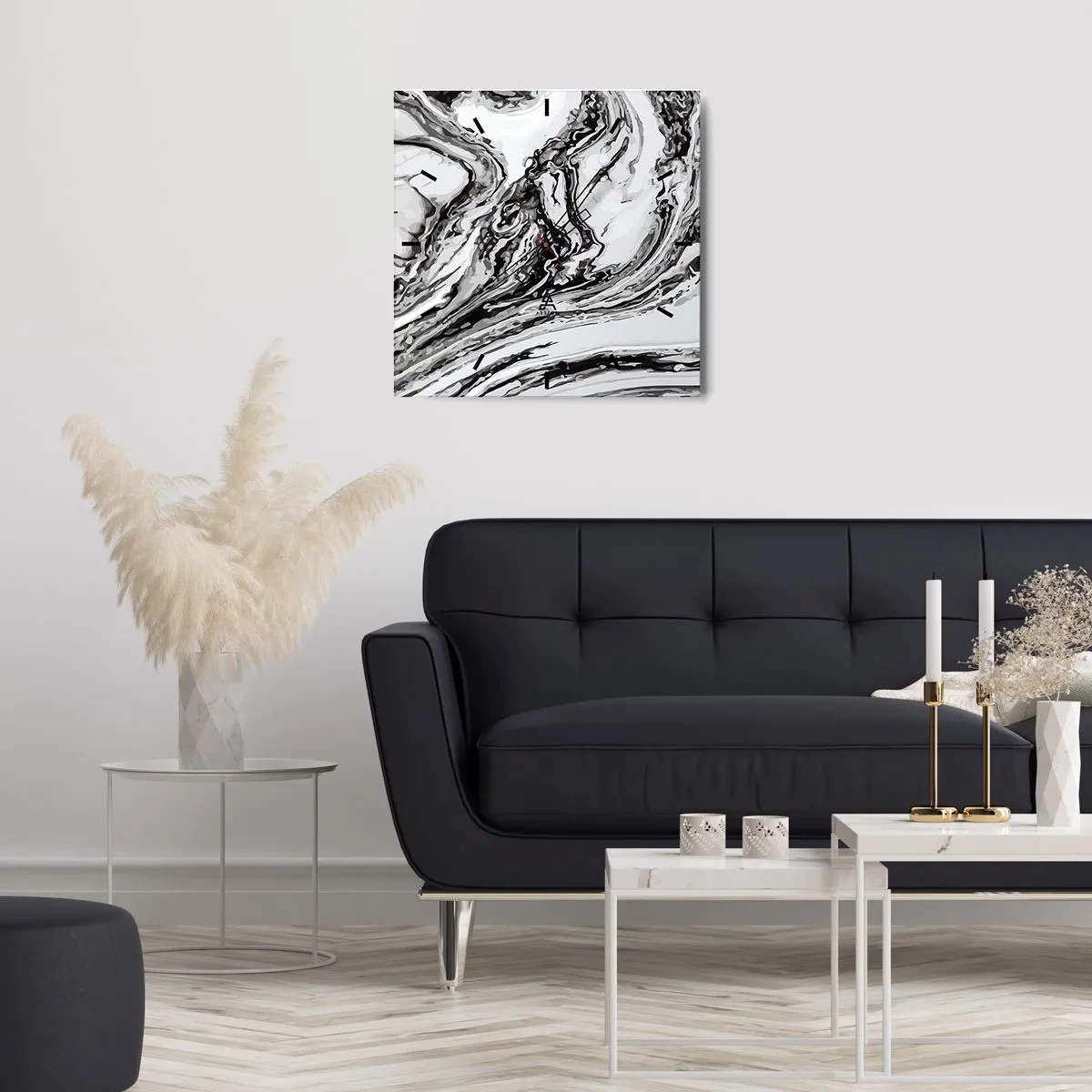 Wanduhr - Glasuhr - Am Anfang war Chaos - 40x40 cm