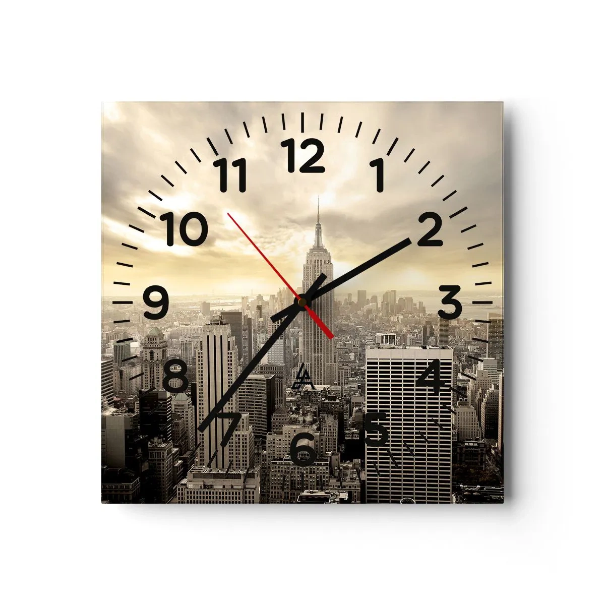 Wanduhr - Glasuhr - New York aus Grau - 30x30 cm