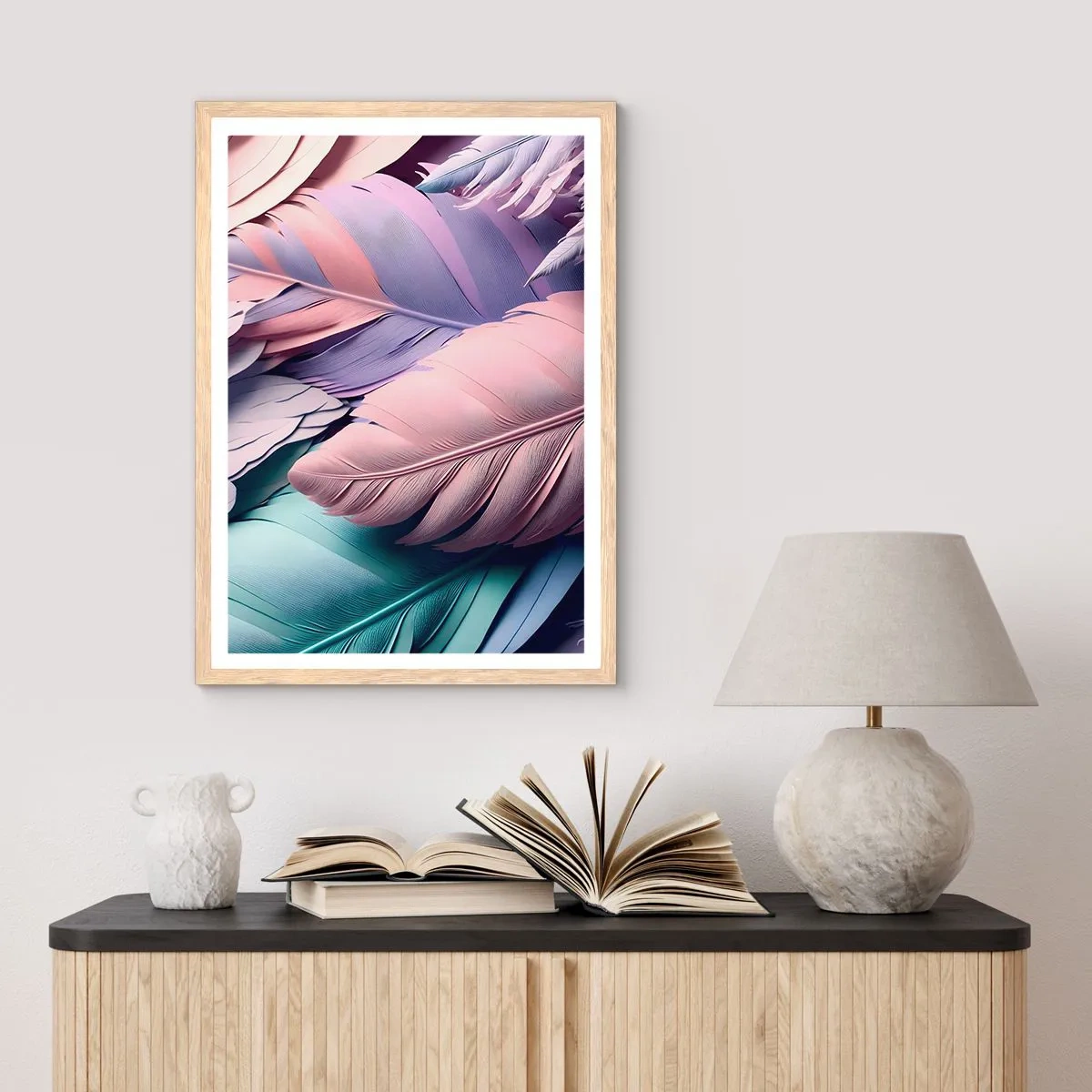 Poster in einem Rahmen aus heller Eiche - Vogel-Chic - 50x70 cm