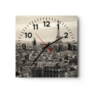 Wanduhr - Glasuhr - Über den Dächern von Paris - 30x30 cm