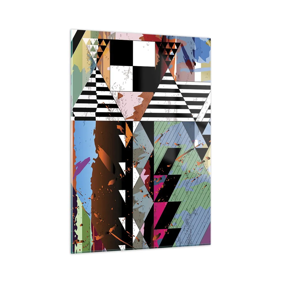 Glasbild - Bild auf glas - Geometrische Abstraktion mit einer Vielzahl von Formen und Farben - 50x70cm - Geometrisch und organisch - Moderne Wanddekoration für Wohnzimmer und Schlafzimmer ARTTOR