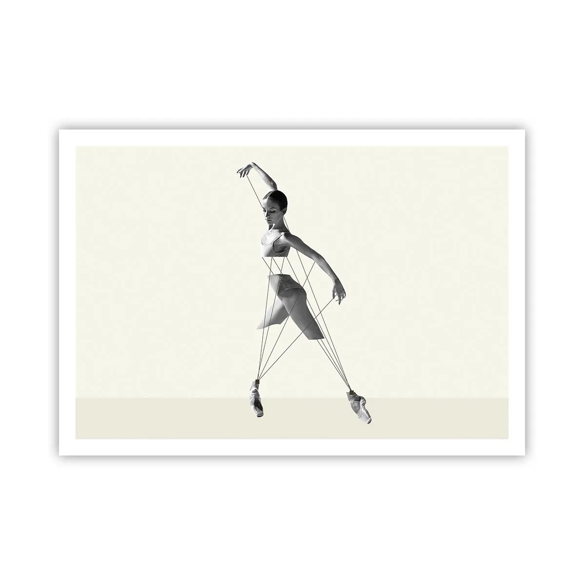 Poster - Ballerina in geometrischer Interpretation mit Linien - 100x70cm - Im Theater der Welt - Moderne Wanddekoration für Wohnzimmer und Schlafzimmer ARTTOR