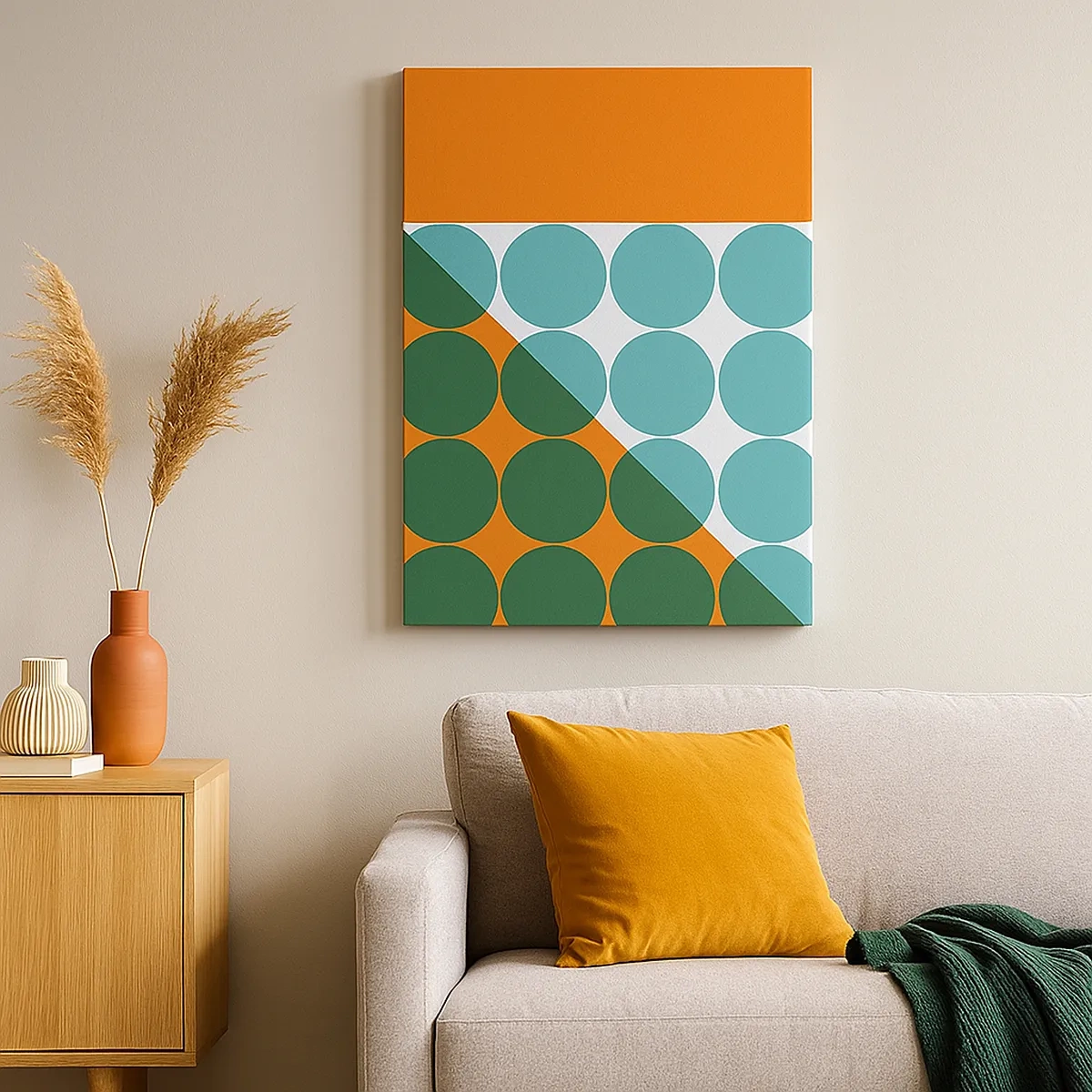 Bild auf Leinwand - Leinwandbild - Geometrische Muster in Kontrastfarben - 50x70cm - Nach oben und schräg - Moderne Wanddekoration für Wohnzimmer und Schlafzimmer ARTTOR