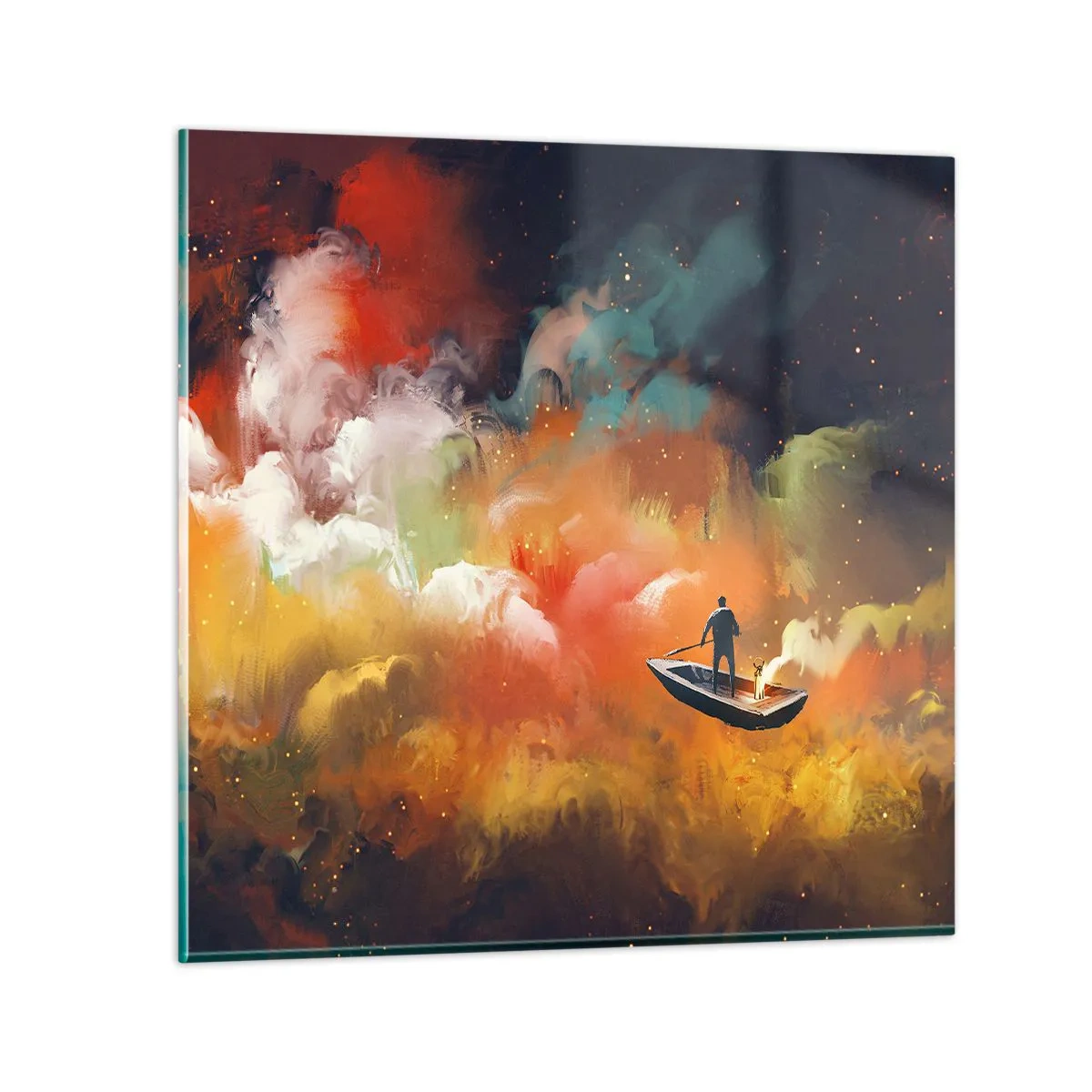 Glasbild - Bild auf glas - Mit dem Boot durch die Galaxie - 70x70 cm