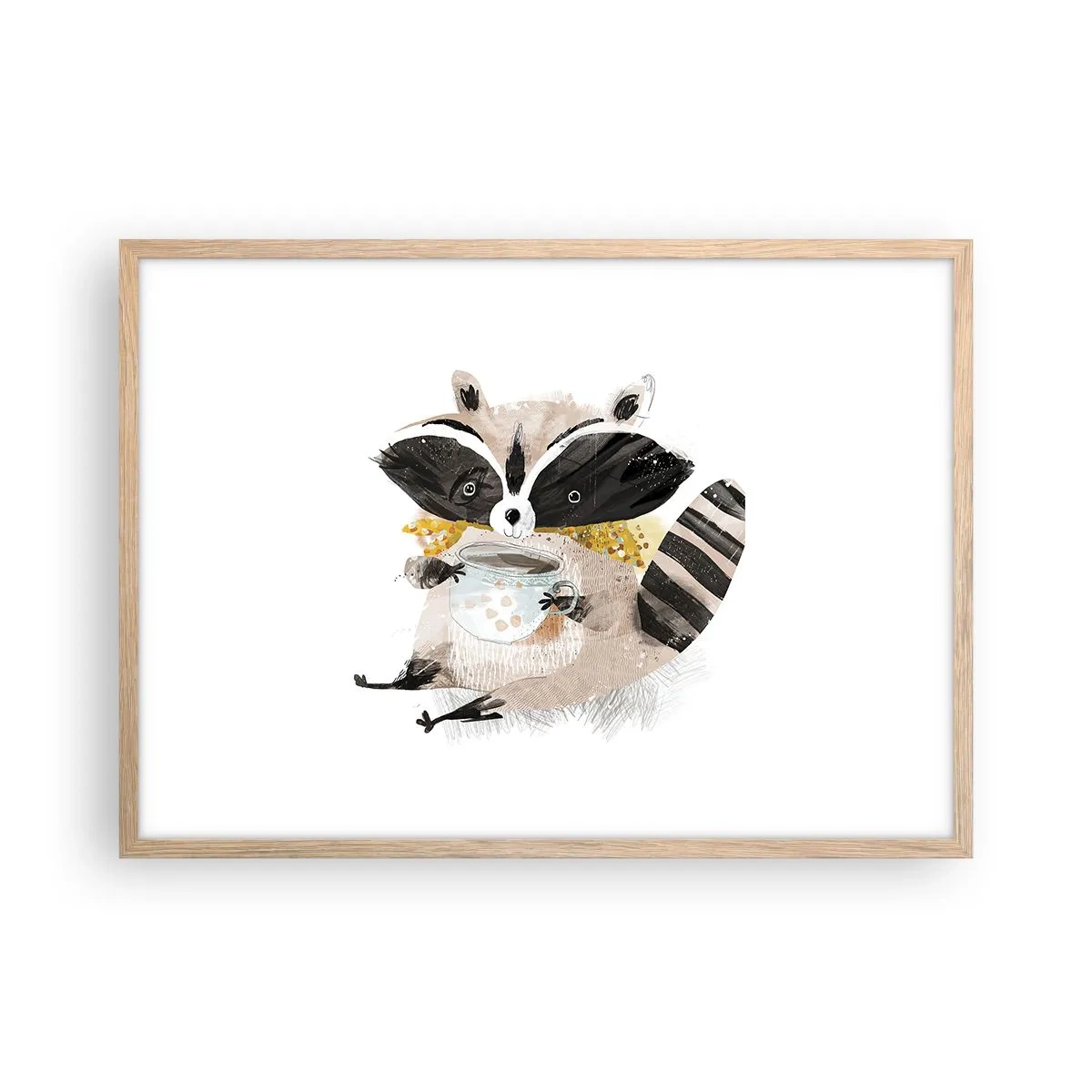 Poster in einem Rahmen aus heller Eiche - Mein Freund der Waschbär - 70x50 cm
