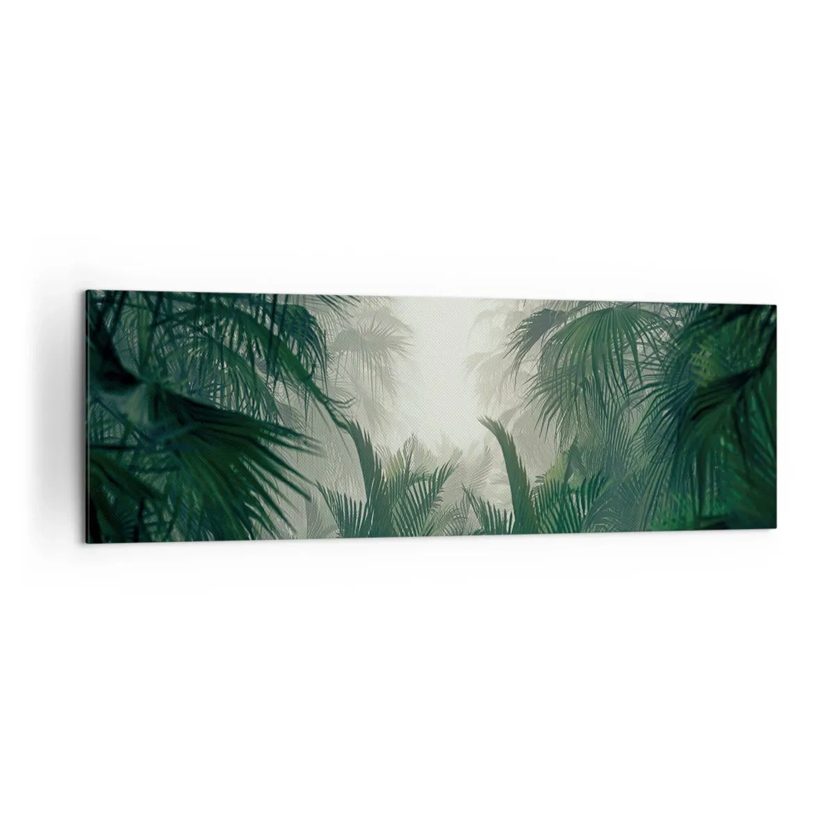 Bild auf Leinwand - Leinwandbild - Tropische Vegetation im dichten Regenwaldnebel - 160x50cm - Tropisches Geheimnis - Moderne Wanddekoration für Wohnzimmer und Schlafzimmer ARTTOR