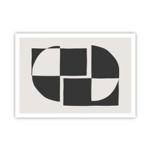 Poster - Abstrakte geometrische Formen in Schwarz und Weiß - 100x70cm - Antithese - Synthese - Moderne Wanddekoration für Wohnzimmer und Schlafzimmer ARTTOR