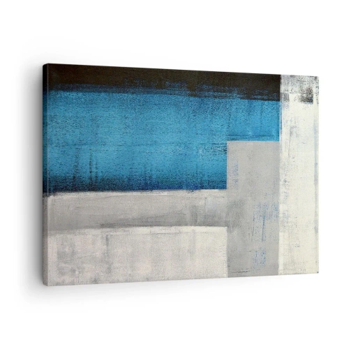 Bild auf Leinwand - Leinwandbild - Eine abstrakte Komposition mit Blau-, Grau- und Weißtönen. - 70x50cm - Poetische Komposition aus Grau und Blau - Moderne Wanddekoration für Wohnzimmer und Schlafzimmer ARTTOR