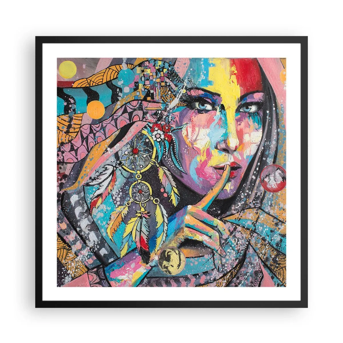 Poster in einem schwarzem Rahmen - Sei still, bis du verstehst - 60x60 cm