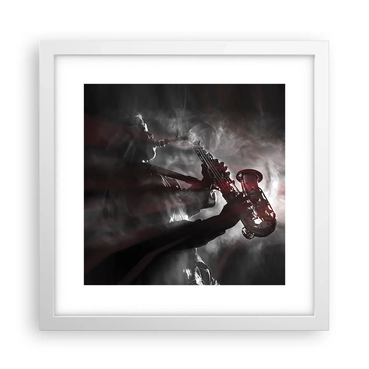 Poster in einem weißen Rahmen - In den Dämpfen des Jazz - 30x30 cm