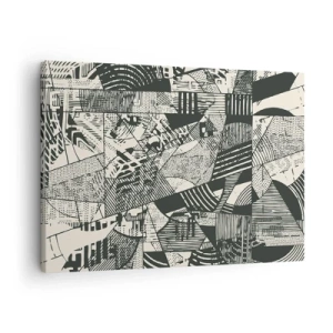 Bild auf Leinwand - Leinwandbild - Geometrische abstrakte Muster in Grüntönen auf hellem Hintergrund - 70x50cm - Die Dynamik der Gegenwart - Moderne Wanddekoration für Wohnzimmer und Schlafzimmer ARTTOR