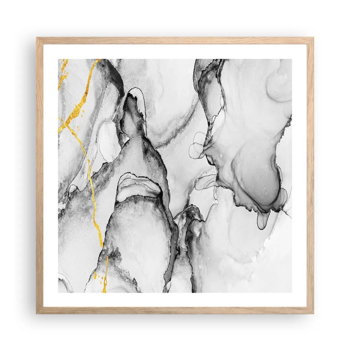 Poster in einem Rahmen aus heller Eiche - Komposition mit Goldmotiv - 60x60 cm