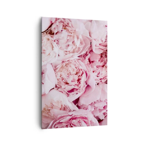 Bild auf Leinwand - Leinwandbild - Eine Nahaufnahme eines Straußes rosa Pfingstrosen - 80x120cm - Anschmiegsam und duftend - Moderne Wanddekoration für Wohnzimmer und Schlafzimmer ARTTOR