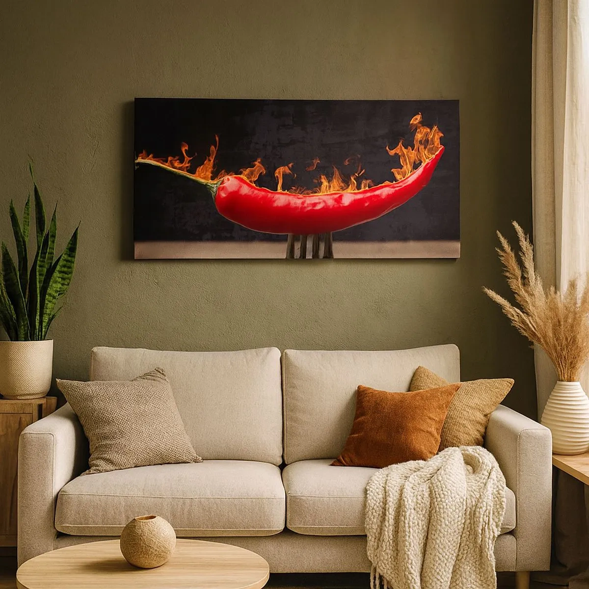 Bild auf Leinwand - Leinwandbild - Eine feurige Vorspeise - 100x40 cm