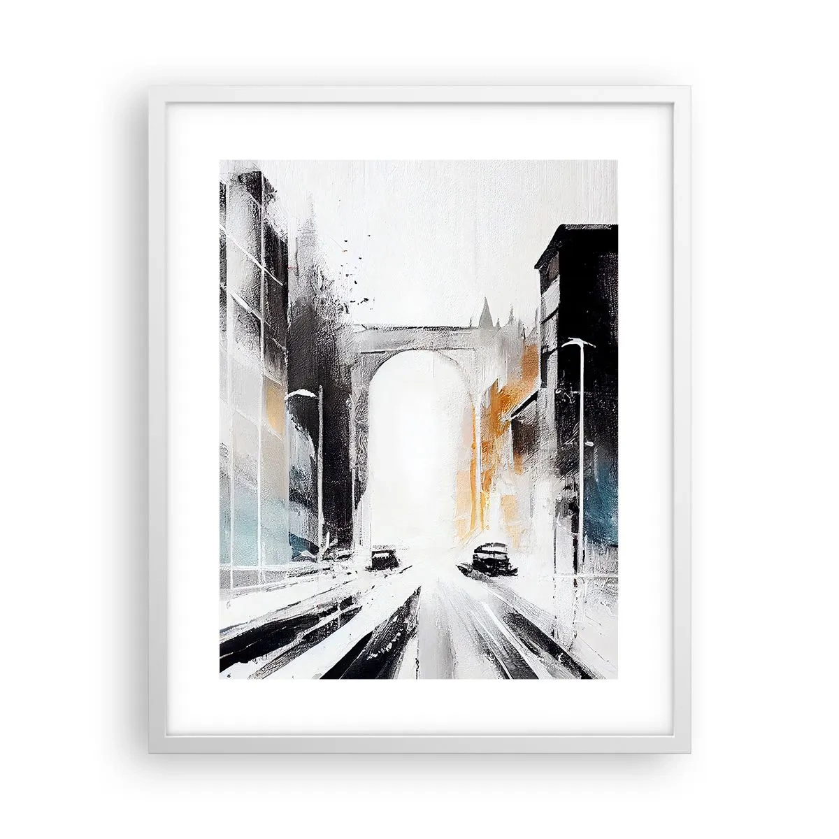 Poster in einem weißen Rahmen - Stadtstudie: Architektur und Bewegung - 40x50 cm