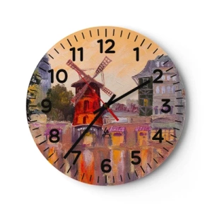 Wanduhr - Glasuhr - Pariser Ikonen – Moulin Rouge - 30x30 cm