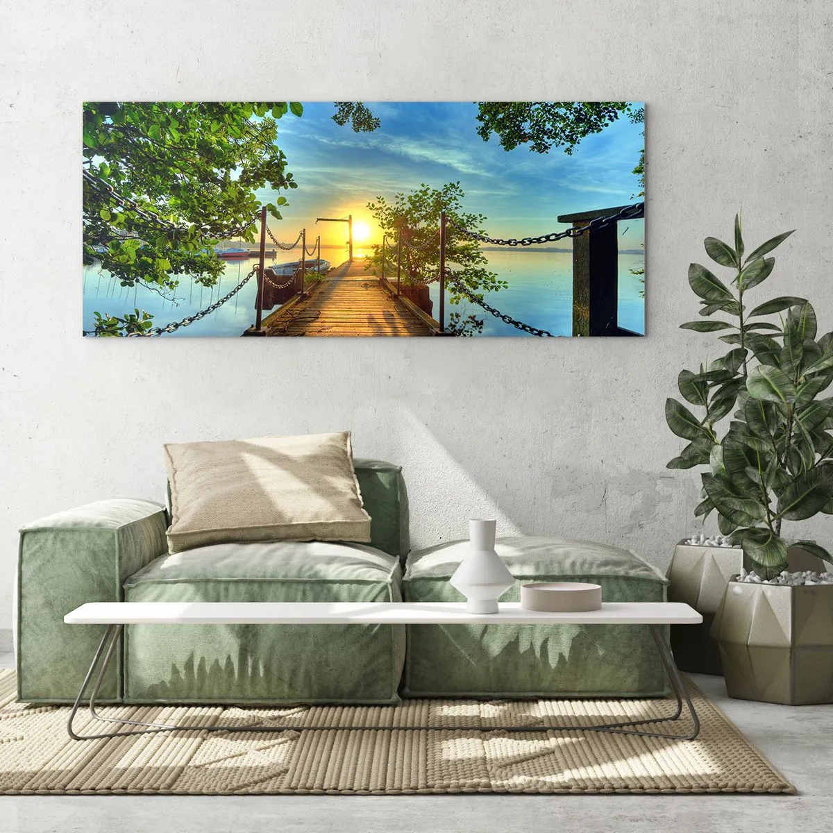 Glasbild - Bild auf glas - Westen auf dem Wasser - 100x40 cm