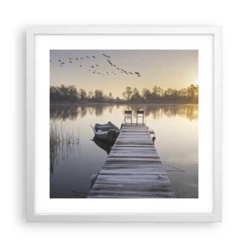 Poster in einem weißen Rahmen - Ich komme nach einiger Zeit zurück - 40x40 cm