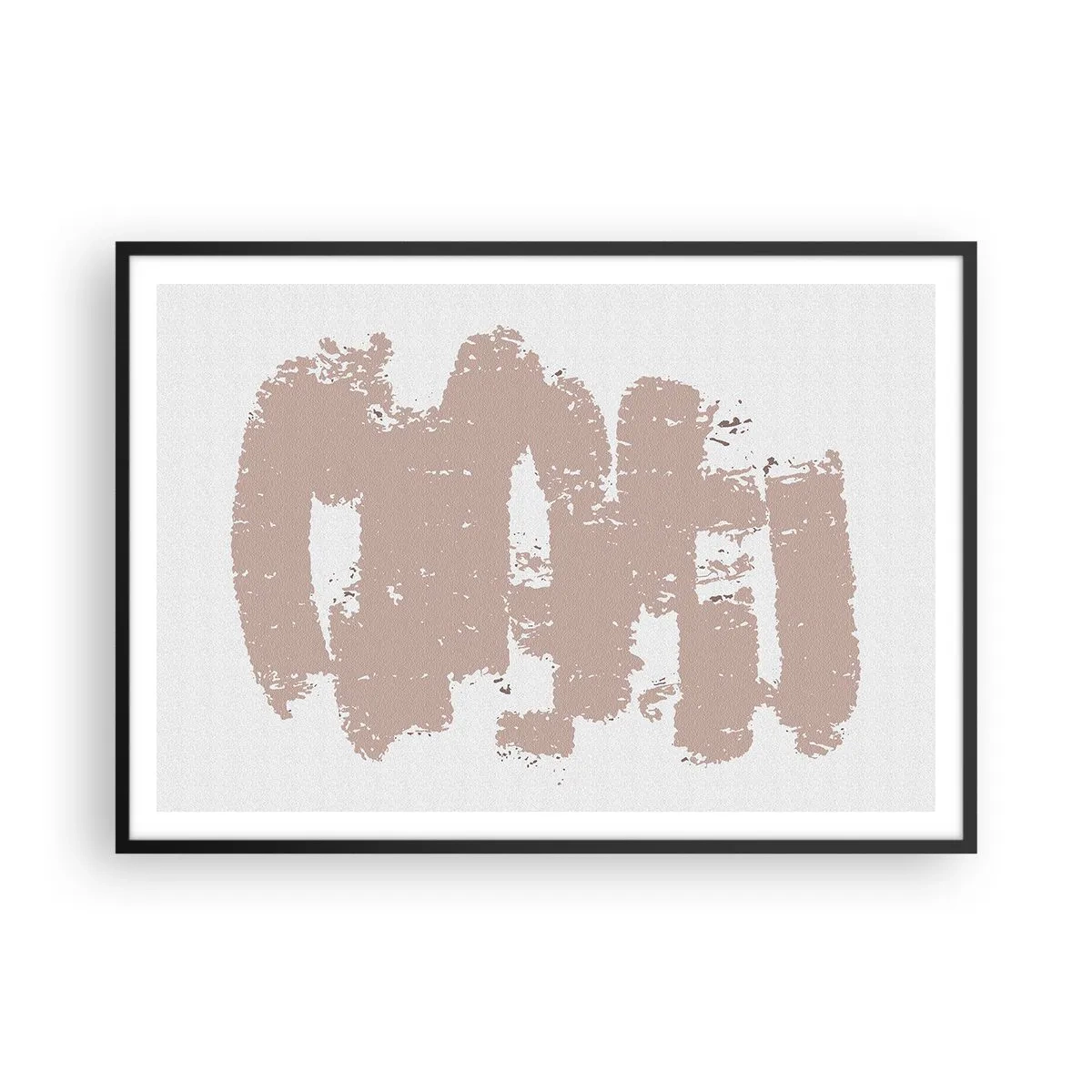 Poster in einem schwarzem Rahmen - Zartrosa Formen auf hellem Hintergrund - 100x70cm - Abstraktion in zartem Rosa - Moderne Wanddekoration für Wohnzimmer und Schlafzimmer ARTTOR