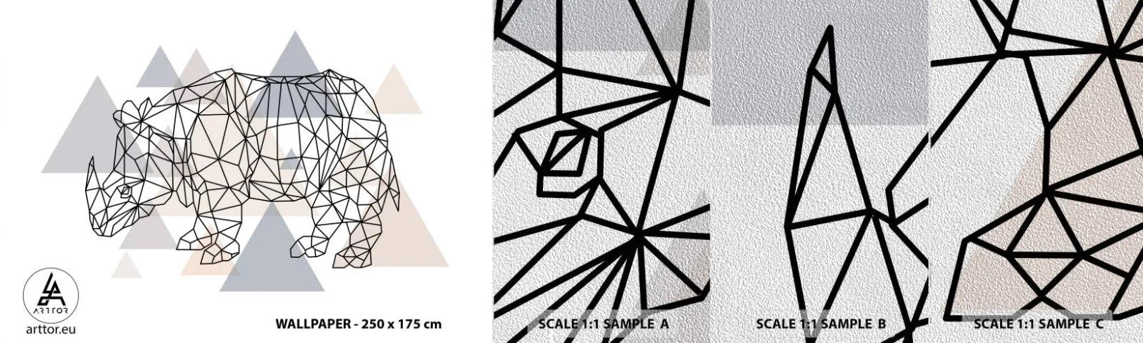 Fototapeten Muster Premium Sand - Struktur der Stärke - Abstraktion, Grafik, Nashorn - 100x30 cm