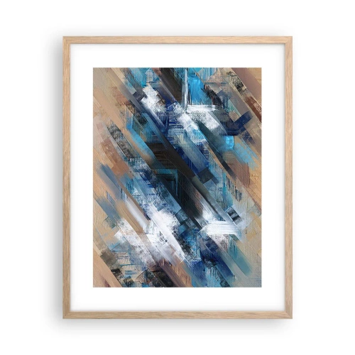 Poster in einem Rahmen aus heller Eiche - Auf einer blauen Diagonale - 40x50 cm