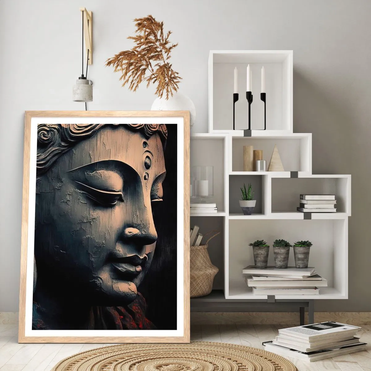 Poster in einem Rahmen aus heller Eiche - Im Einklang mit der Welt - 30x40 cm