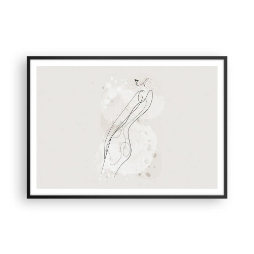 Poster in einem schwarzem Rahmen - Eine subtile Silhouettenskizze im minimalistischen Stil - 100x70cm - Der Blick schweift - Moderne Wanddekoration für Wohnzimmer und Schlafzimmer ARTTOR