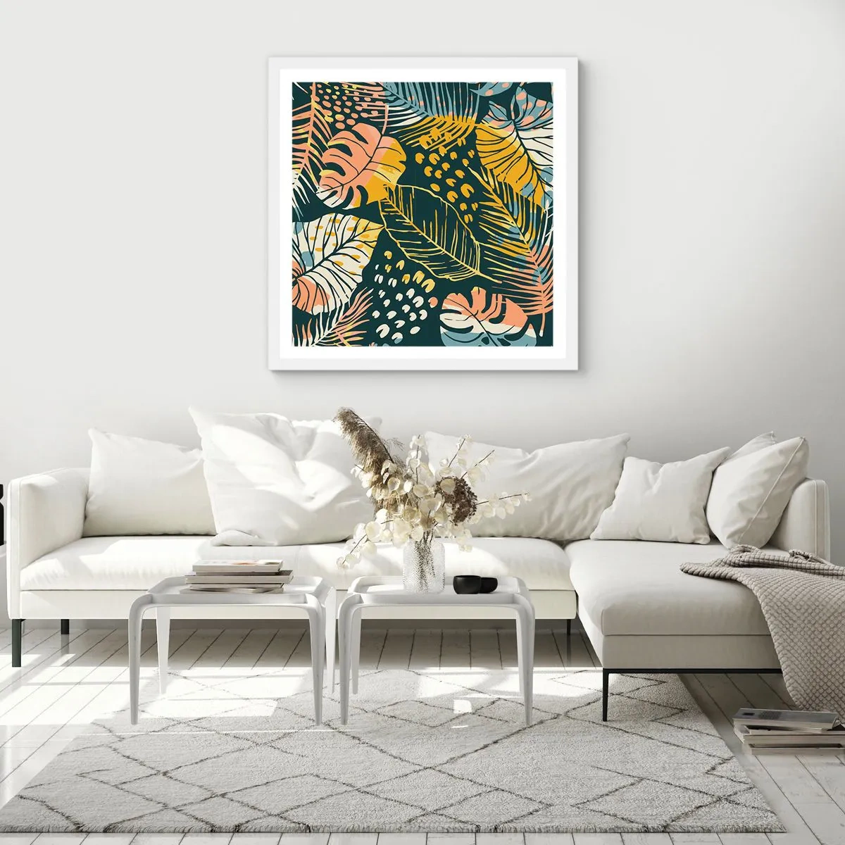 Poster in einem weißen Rahmen - Grüne Fantasie - 30x30 cm