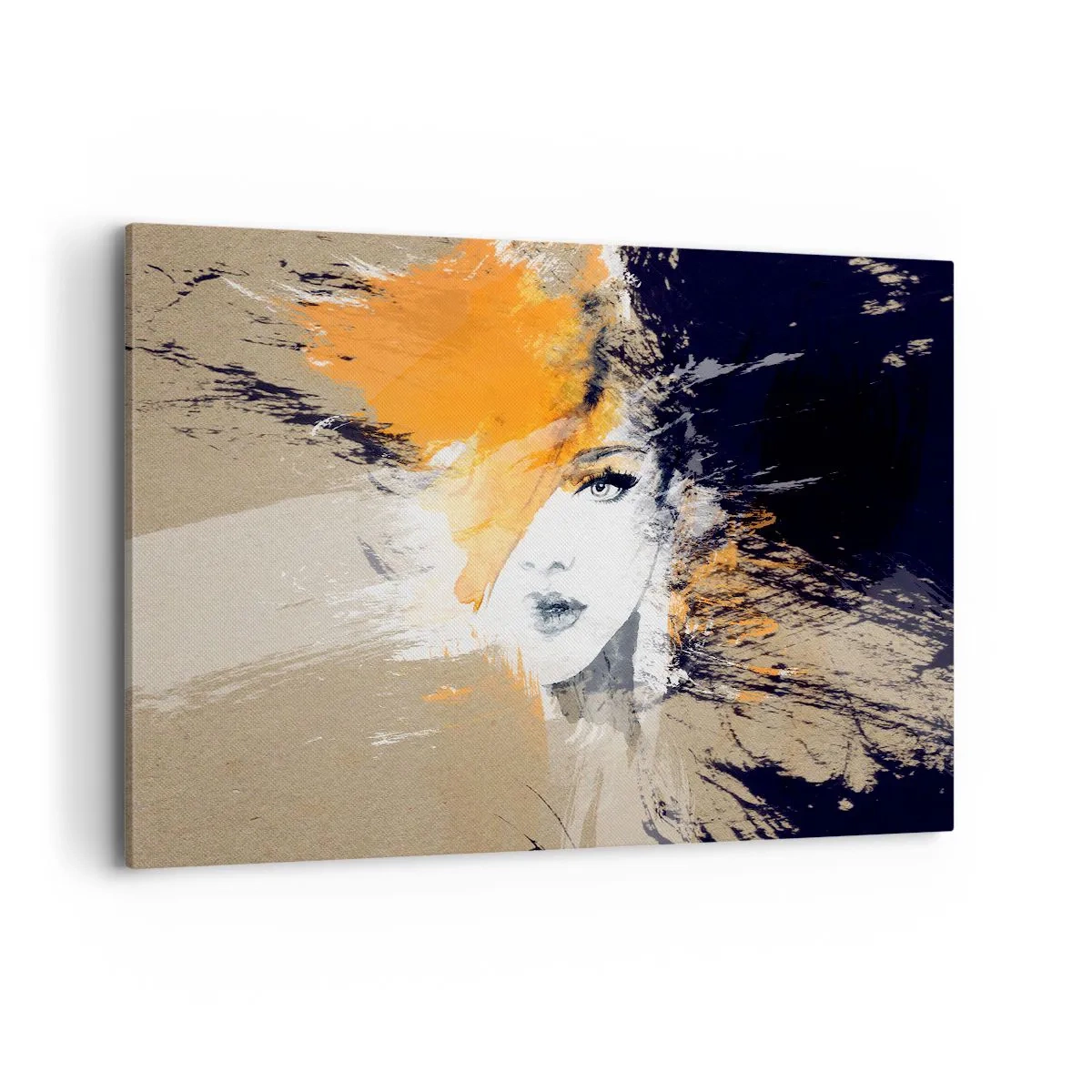 Bild auf Leinwand - Leinwandbild - Abstraktes Frauenporträt mit intensiven Farben - 120x80cm - Und es ist Licht - Moderne Wanddekoration für Wohnzimmer und Schlafzimmer ARTTOR